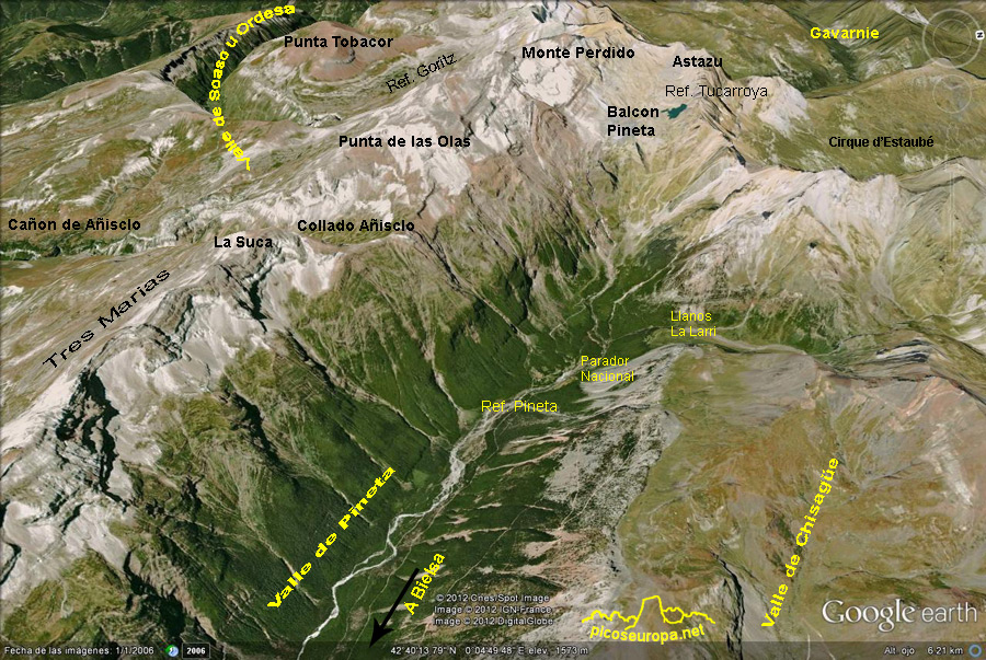 Plano del Valle de Pineta, Pirineos de Huesca, Aragon, Parque Nacional Ordesa y Monte Perdido
